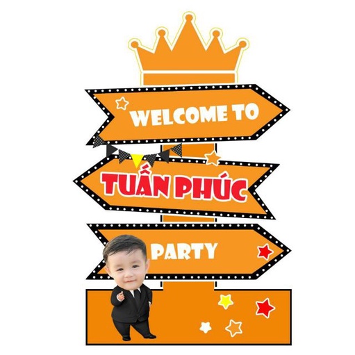 Cây welcome sinh nhật in tên, tuổi bé mẫu,trang trí party cao cấp, thiết kế đẹp
