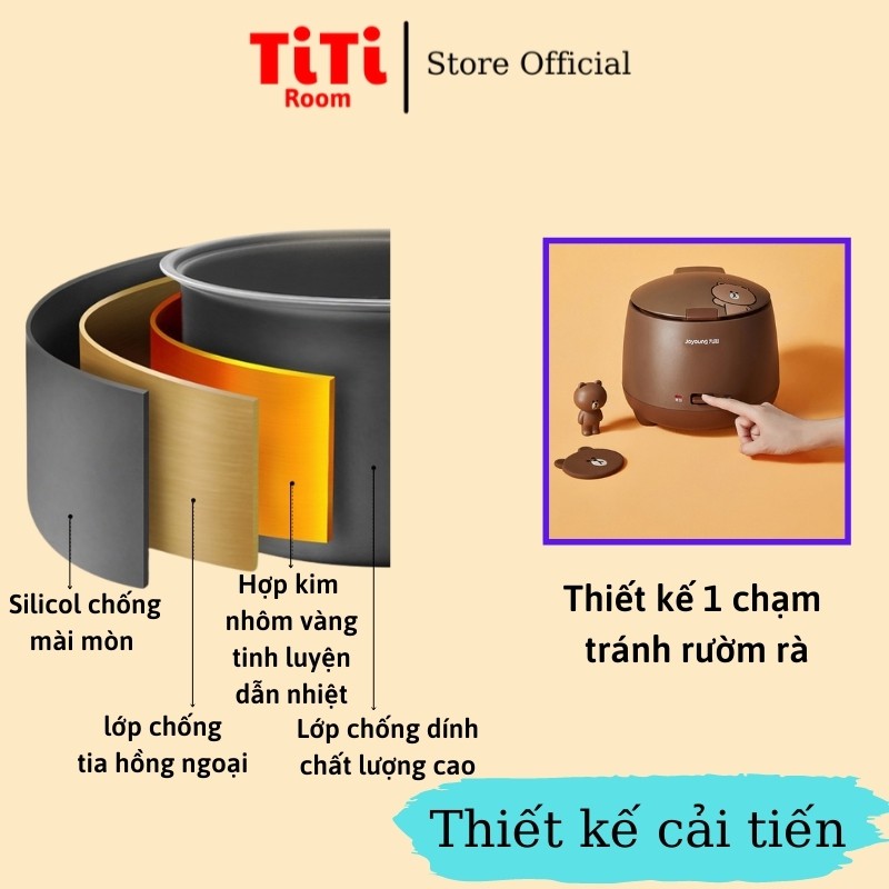 Nồi cơm điện mini đa năng Joyoung phong cách Hàn Quốc tiện lợi giá rẻ 1.5 lít phù hợp cho 2 người TiTi Room