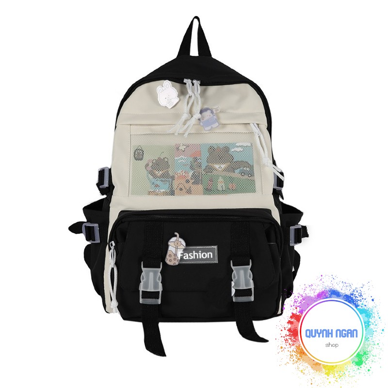 Balo nữ Duoci chất liệu vải canvas chống thấm tặng kèm sticker dễ thương