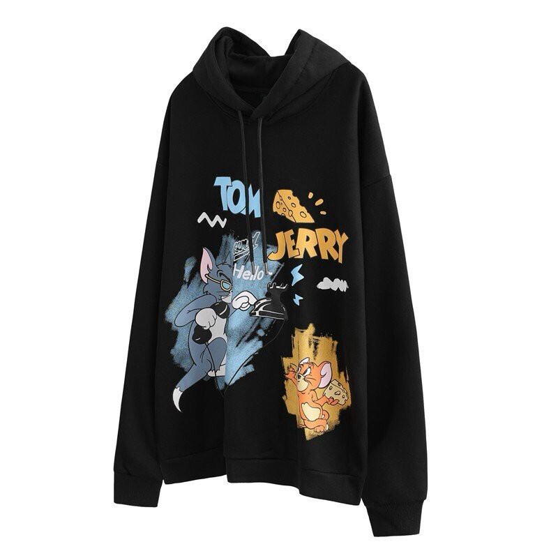 ÁO KHOÁC HOODIE NAM NỮ VẢI NỈ POLY UNISEX NAM NỮ, TOM JERRY | BigBuy360 - bigbuy360.vn