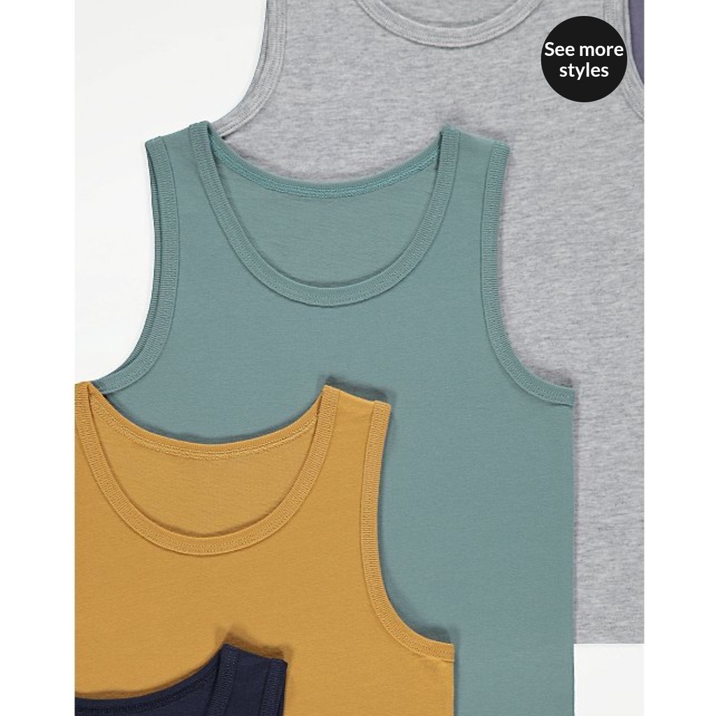 Set 5 áo ba lỗ cotton cho bé trai G.eorge A.uth size 1.5/2y đến 9/10y