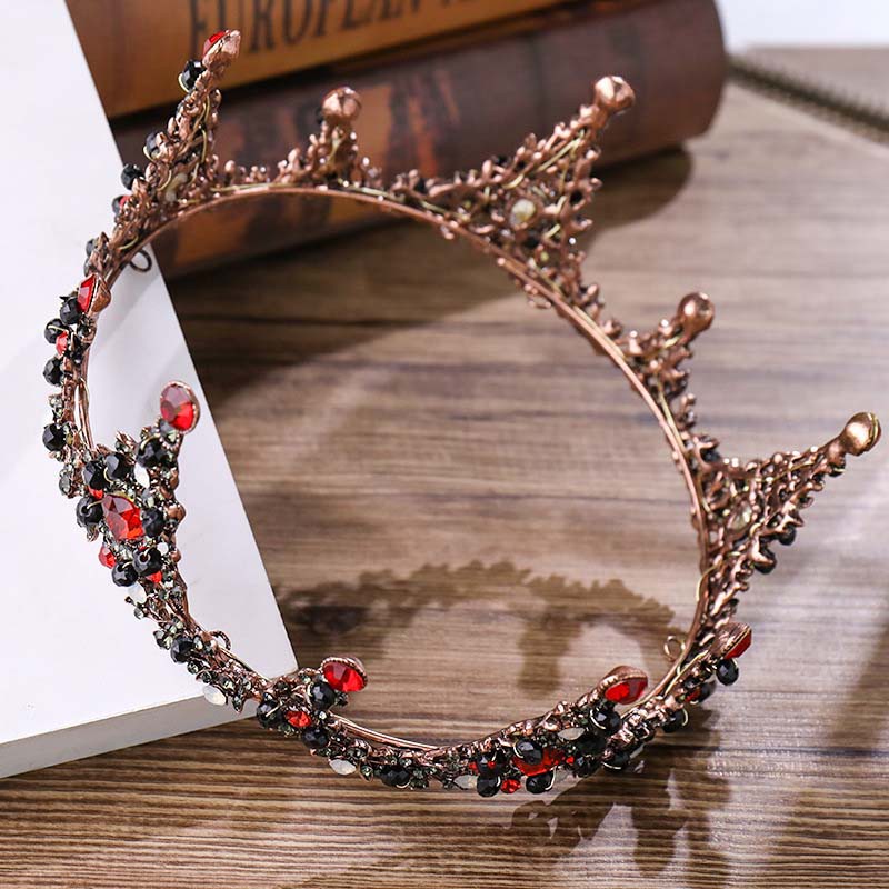 Vương Miện Đính Đá Màu Đỏ Phong Cách Vintage