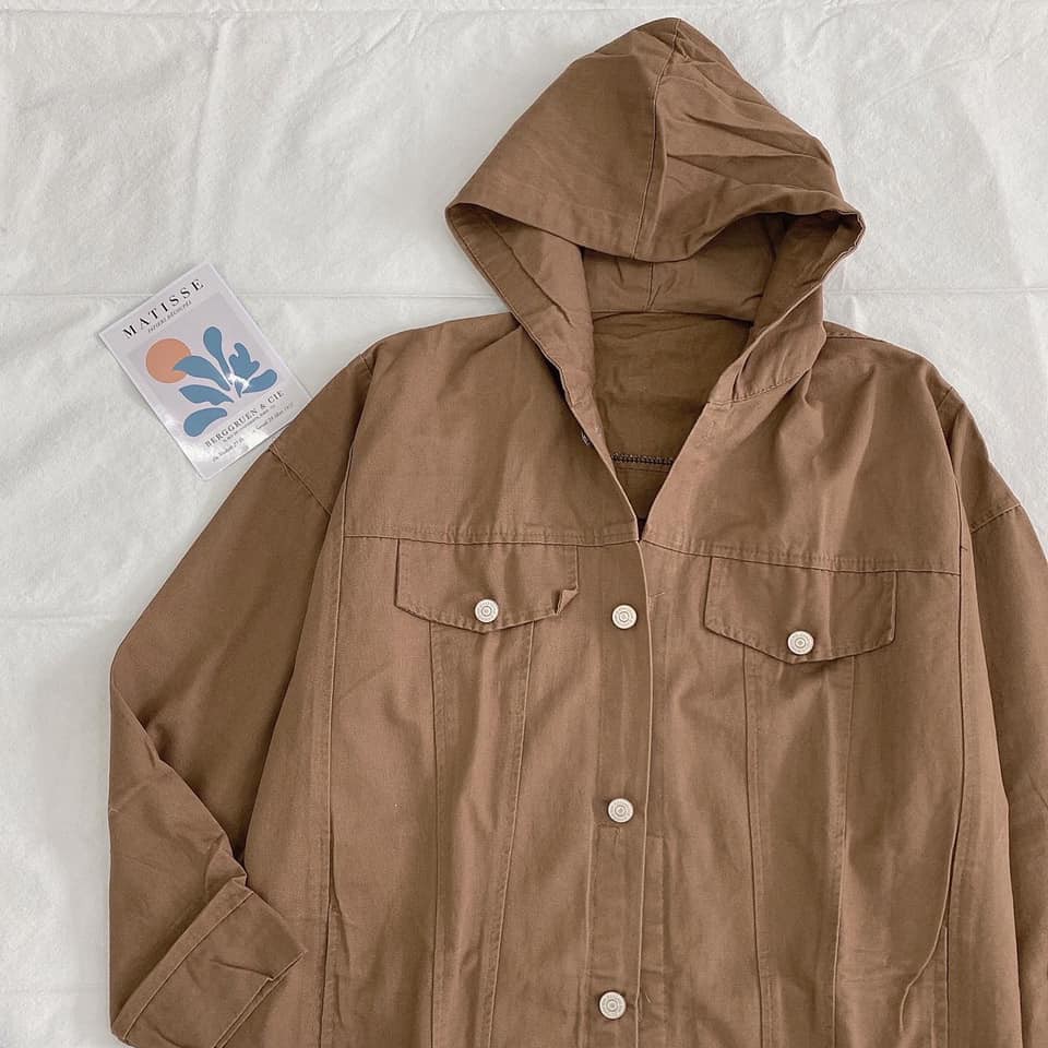 Khoác kaki nâu nút bấm có nón- leda | BigBuy360 - bigbuy360.vn