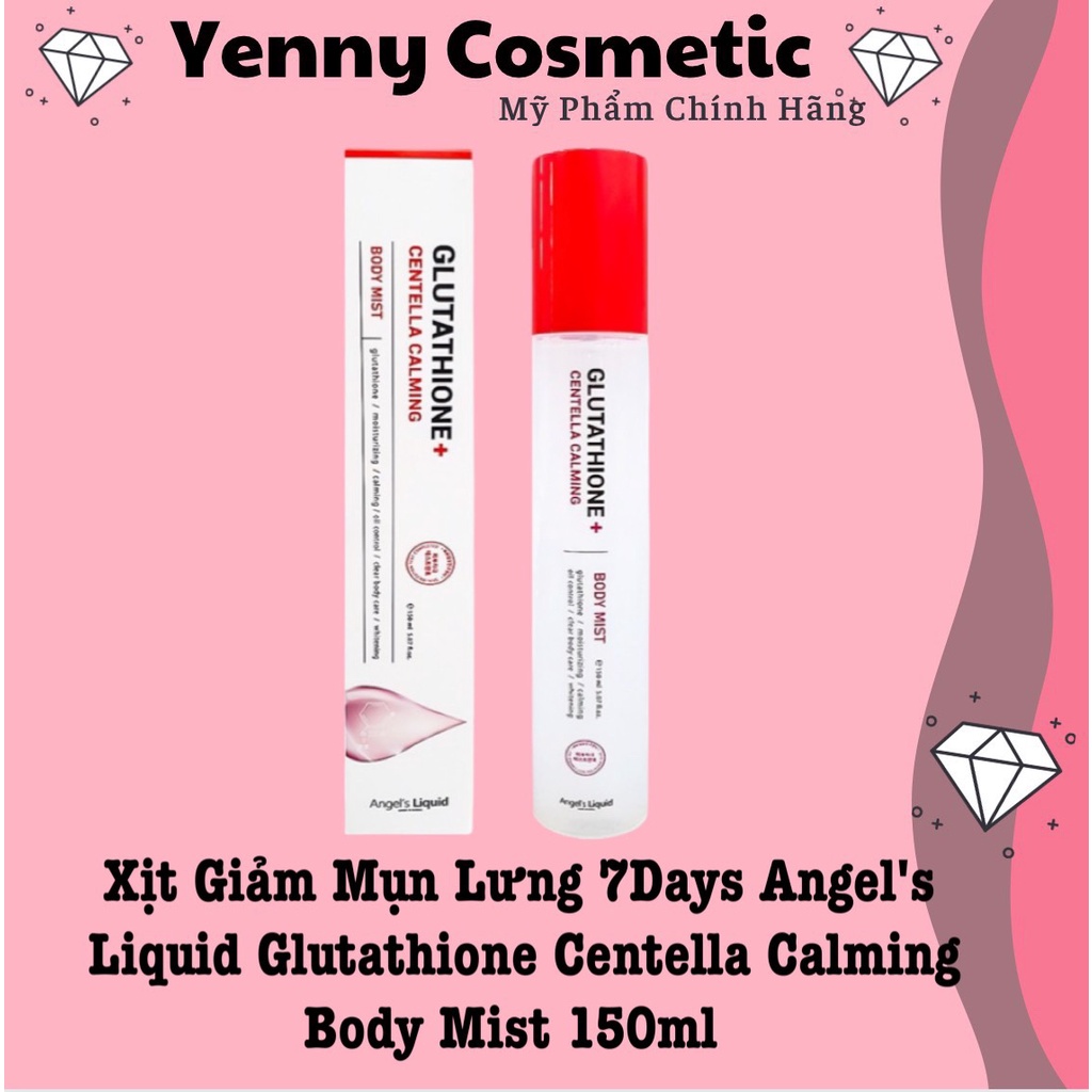 Xịt giảm Mụn Lưng 7 Day Angel's Liquid Glutathione Centella Calming Body Mist 150ml - Angel's Liquid