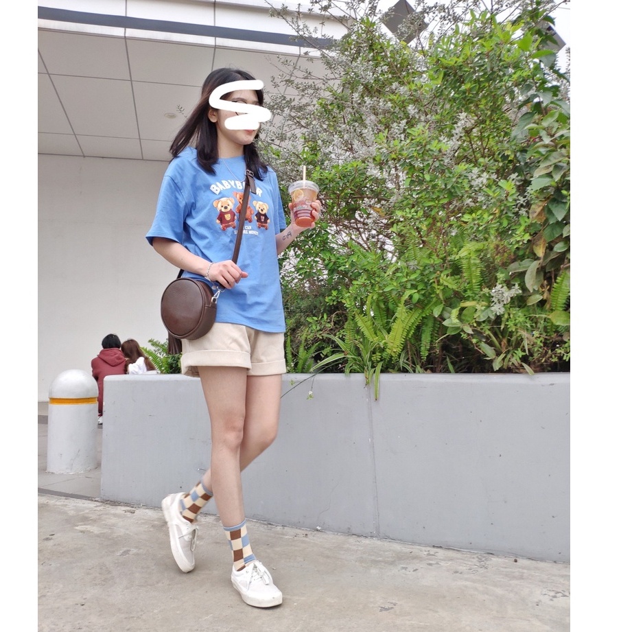 Áo thun tay lỡ dáng rộng hình Gấu Baby basic vải loại 1 thời trang ulzzang Hàn Quốc cho teen học sinh sinh viên