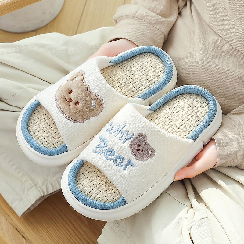 Dép cotton Lanh Đi Trong Nhà Đế Dày Khử Mùi Kiểu Hoạt Hình Xinh Xắn Cho Cặp Đôi