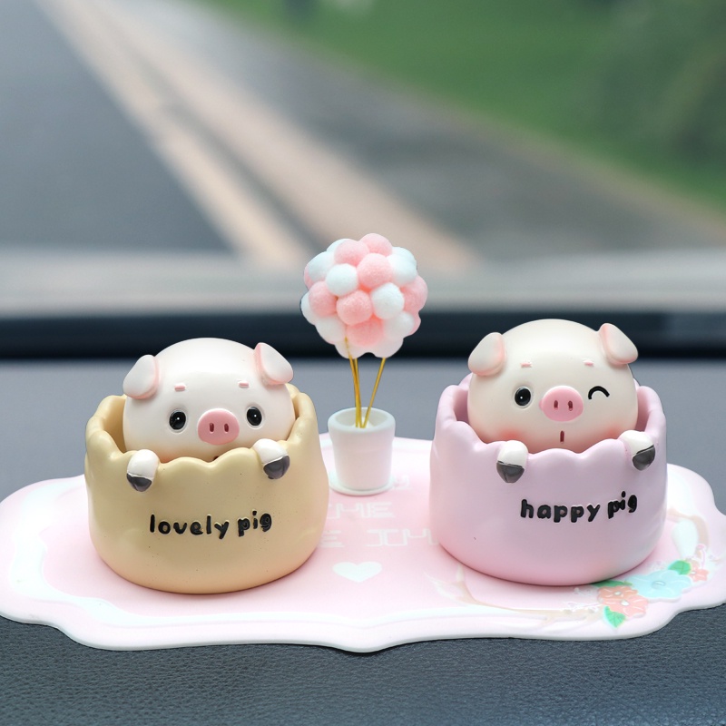 [Head Shaking!]Hoạt Hình Chú Heo Lắc Đầu Trang Trí Bảng Điều Khiển Xe Hơi