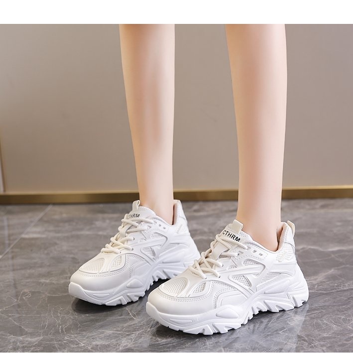 [FULL BOX] Giày Thể Thao Nữ, Giày Sneaker Nữ Độn Đế Da Mềm Phối Lưới Phong Cách Ulzzang, M64 Lisa