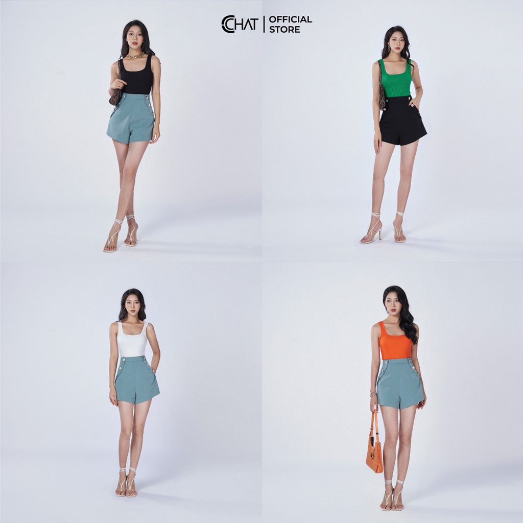 Áo Thun 𝐂𝐂𝐇𝐀𝐓 Cổ U 2 Dây Phong Cách Trẻ Trung Năng Động 22YAC2003OT