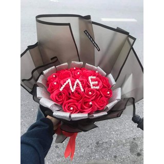 bó 20 bông hoa sáp chữ mẹ, hoa sáp đỏ, giao màu giấy ngẫu nhiên