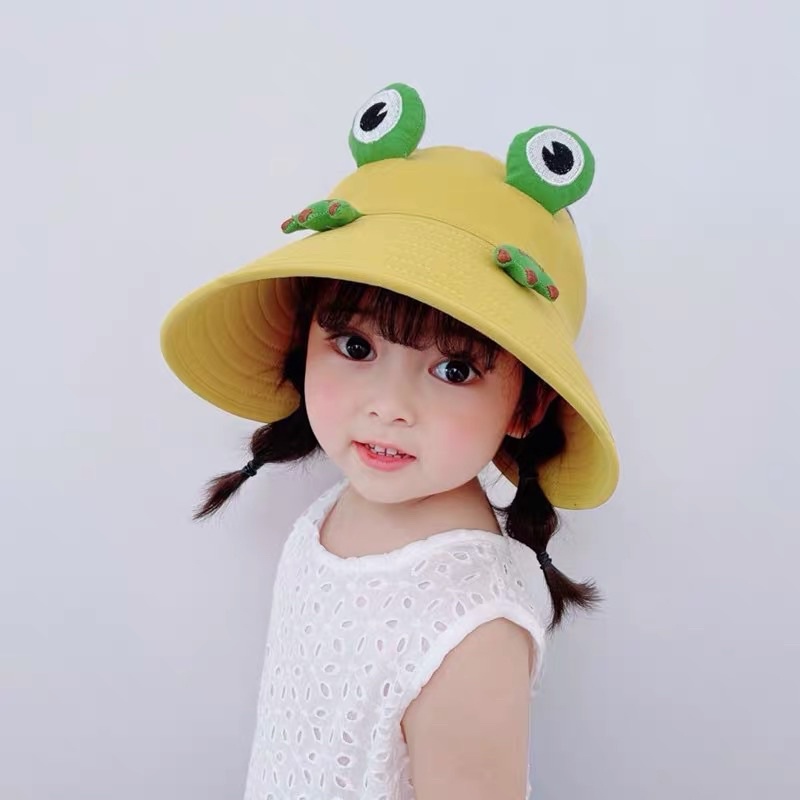 Mũ cho bé trai bé gái vành tròn hình chú ếch dễ thương , phù hợp 6 tháng - 8 tuổi