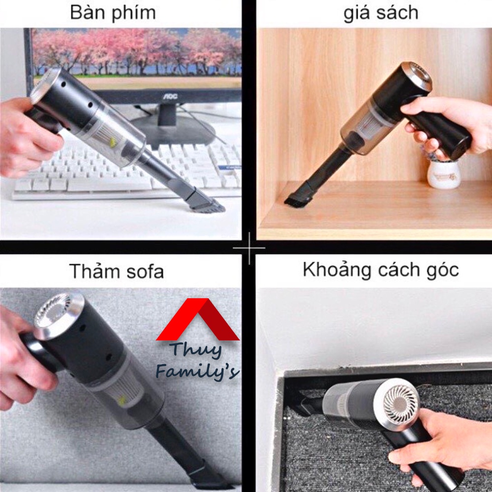Máy hút bụi cầm tay mini không dây DHA, vệ sinh ô tô, hút bụi giường nệm, lông chó mèo