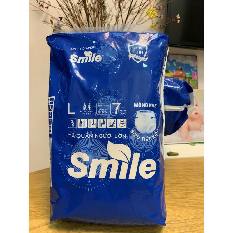 [ COM BO 6 GÓI ] Bỉm tã quần người lớn  SMILE : size M 48 /L 42 miếng từ 40_75kg siêu thấm hút kháng khuẩn