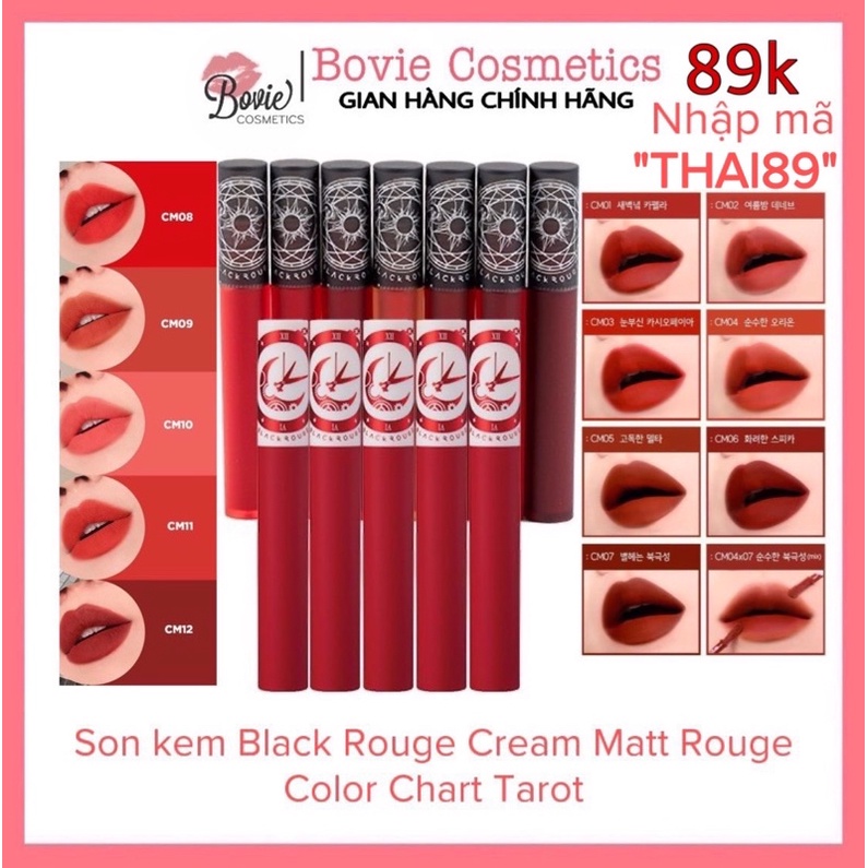 [ CM01-CM12] Son kem lì Black Rouge Cream Matt Rouge | Tarot