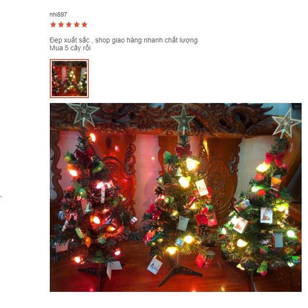 Cây thông noel 60cm mini để bàn trang trí giáng sinh cho nhà cửa, phòng khách, phòng ngủ full phụ kiện đẹp lung linh