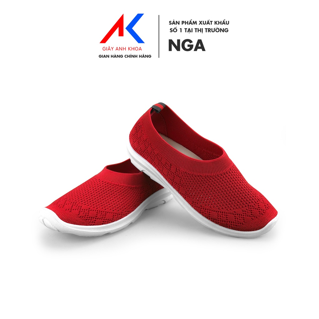 Giày mọi nữ đi bộ thể dục chất liệu vải dệt Knit siêu nhẹ ANH KHOA 84