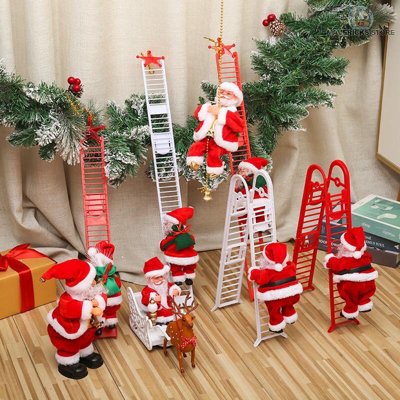 Ông già noel leo thang chữ A chạy pin trang trí Giáng sinh làm quà tặng cho bé chơi Noel