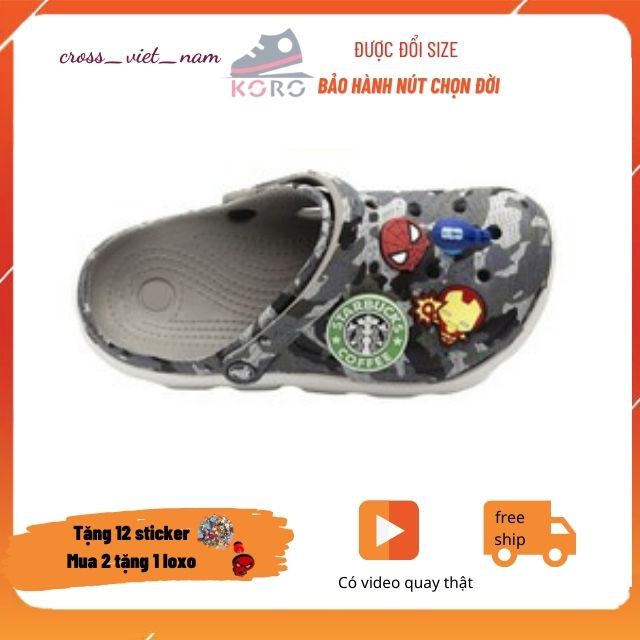 dép cross busy khủng long cross Unisex dàn diFREESHIPdép khủng long cross MAISUCSON camo trắng