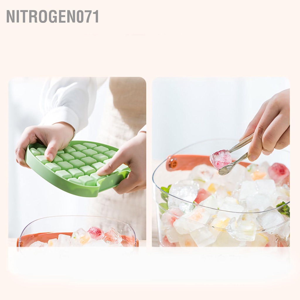 Nitrogen071 Khuôn làm đá với Thùng chứa Tay cầm Đóng đôi có khay hình khối dung tích lớn cho gia đình