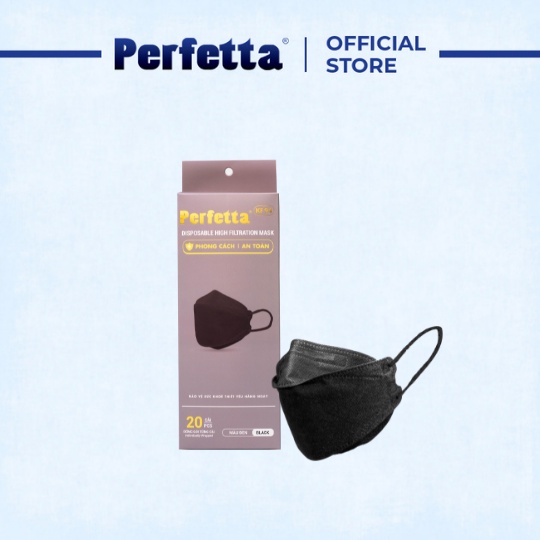 Khẩu trang 3 lớp Perfetta KF94 Trắng/Đen (20 Cái/Hộp)