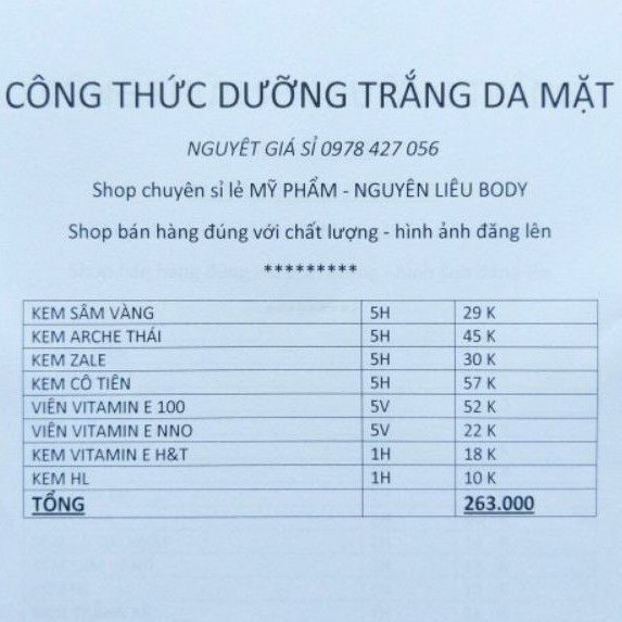 combo kem trắng da mặt hiệu quả 263k