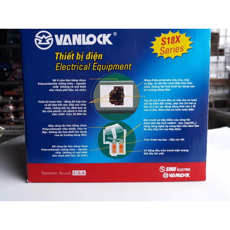 Ổ Cắm Sino-Vanlock 2 Ổ Cắm + 2 Lỗ - Seri S18 - Hàng Chính Hãng