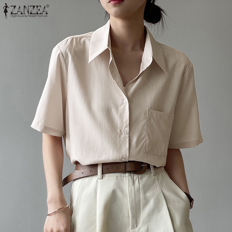 Zanzea Áo Sơ Mi Tay Lửng Thời Trang Dành Cho Nữ