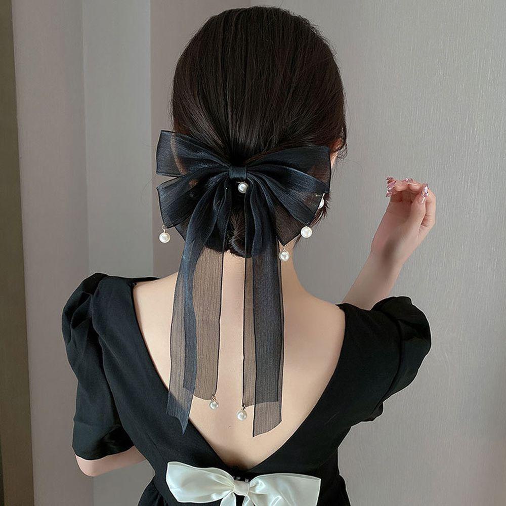 Kẹp Tóc Đuôi Ngựa Ruy Băng Phong Cách Vintage Hàn Quốc Ngọt Ngào WMES15H Giá Đỡ