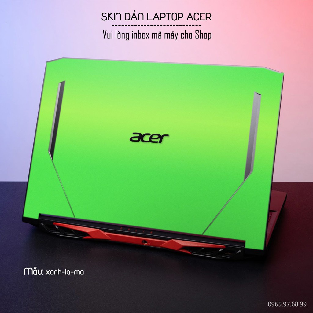 Skin dán Laptop Acer màu xanh lá mạ (inbox mã máy cho Shop)