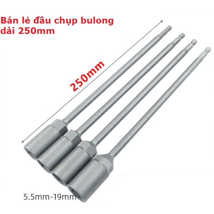 Đầu chụp,đầu bắn bu lông đủ cỡ từ 5.5mm đến 19mm  dài 80mm-150mm-250mm hàng Đài Loan