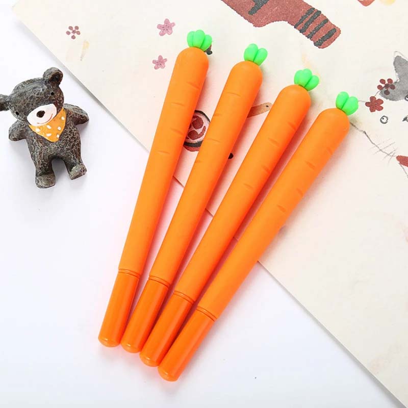 Bút Mực Gel Silicon Hình Củ Cà Rốt Cỡ Lớn Ngòi 0.5mm Mượt Mà