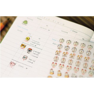 Set sticker mèo/thỏ 6 tờ