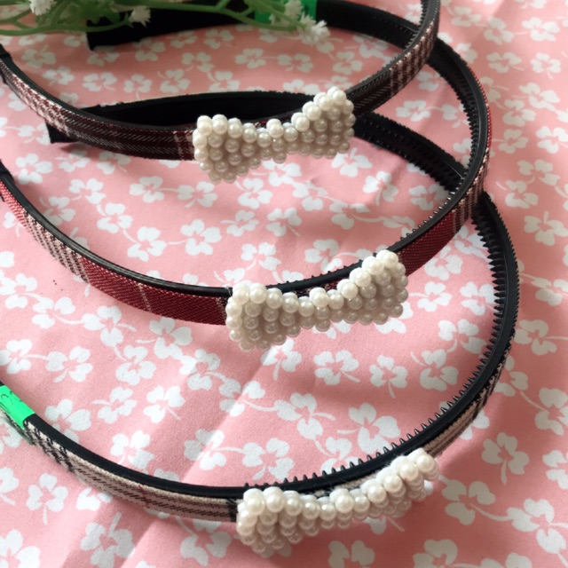 Bờm Tóc Mái Nơ, Sược Tóc Ngọc Trai Nhân Tạo , Tuban Cài Tóc Nơ Siêu Xinh ( Pkt.Shop )