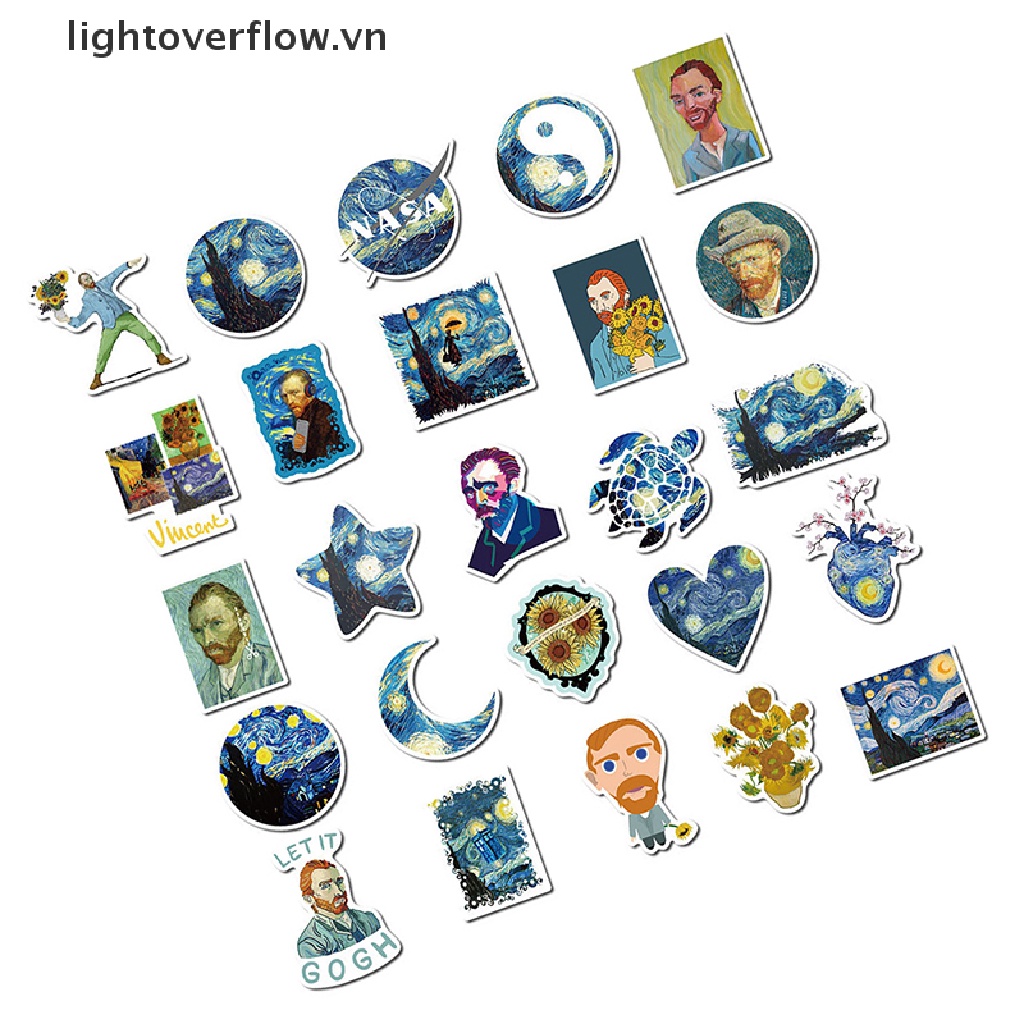 Set 40 Sticker Vincent Willem Van Gogh Dán Tường Trang Trí