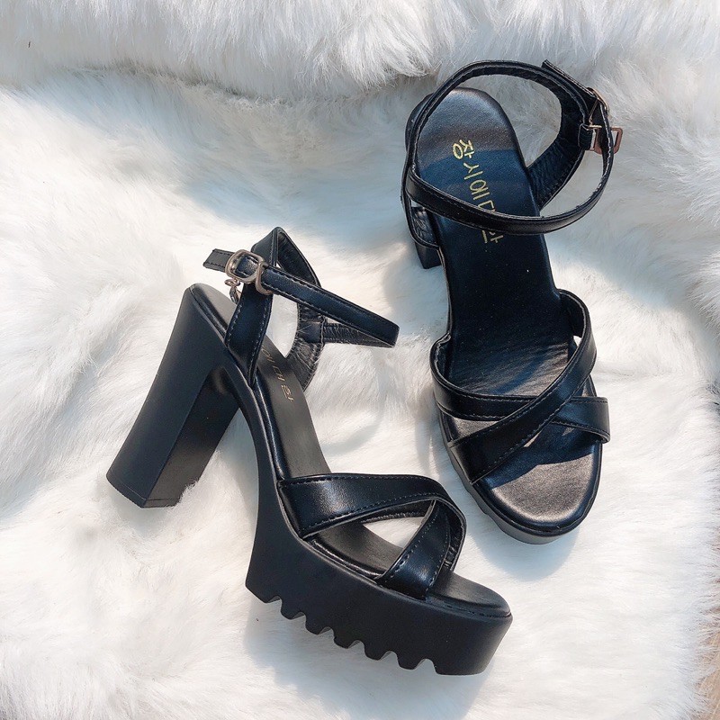 sandal nữ cao gót 10 phân/ guốc cao gót cao 10cm độn đế trước dễ đi