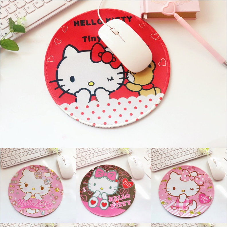 Miếng Lót Chuột Bằng Da Pu Chống Trượt Chống Thấm Nước Hình Mèo Hello Kitty