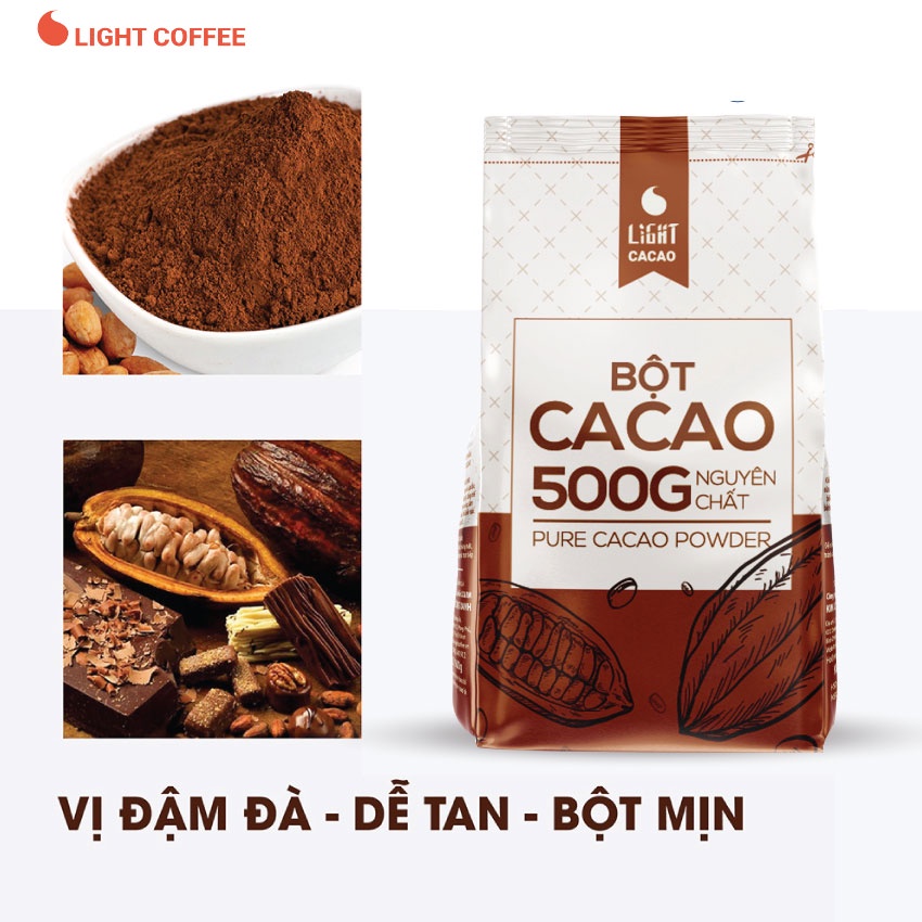 Bột Cacao nguyên chất vị đậm đà, thơm ngon từ Light Coffee - Gói 500g