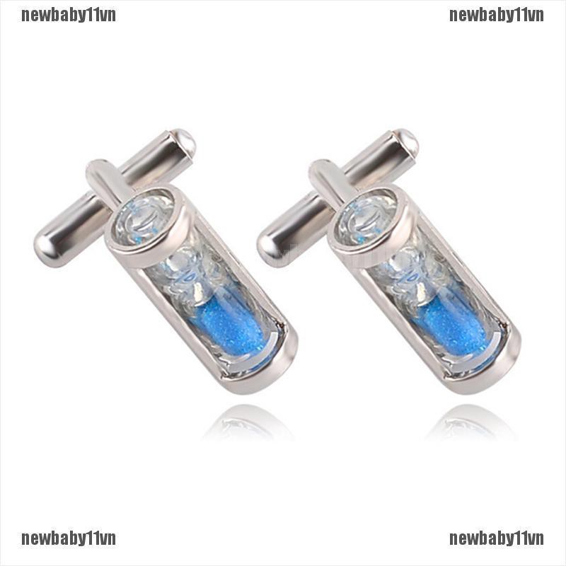 Vintage Blue Hourglass Silver Mens Wedding Party Gift Shirt Cuff Links Cufflinks Baby1