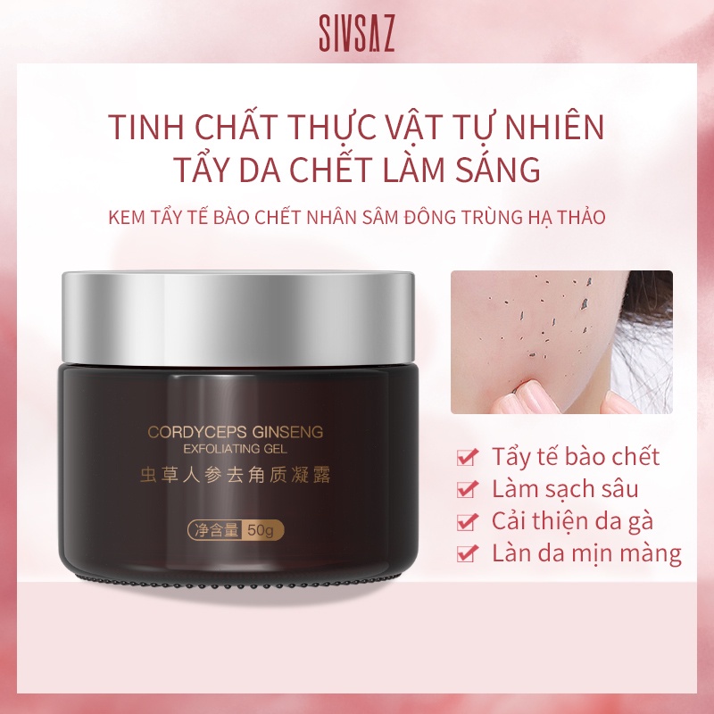 Tẩy tế bào chết SIVSAZ 50g nhân sâm đông trùng hạ thảo 