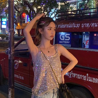 Áo Hai Dây Lấp Lánh Thời Trang 2020 Cho Nữ