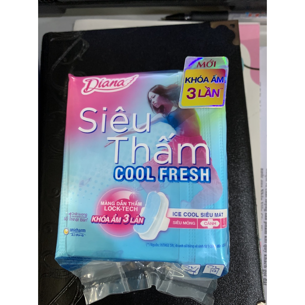 COMBO 6 Băng vệ sinh Diana Siêu thấm Cool Fresh 8 miếng/gói X6