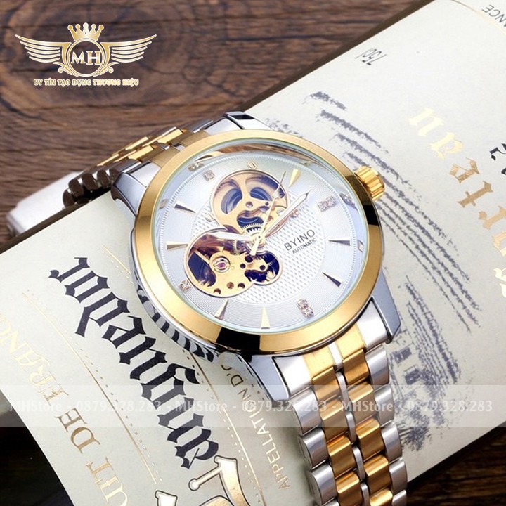 Đồng hồ cơ nam Byino 8082 chính hãng, mặt vân đẹp, sang trọng lịch lãm,  thời trang cao cấp giá rẻ [Tặng tháo dây] | BigBuy360 - bigbuy360.vn