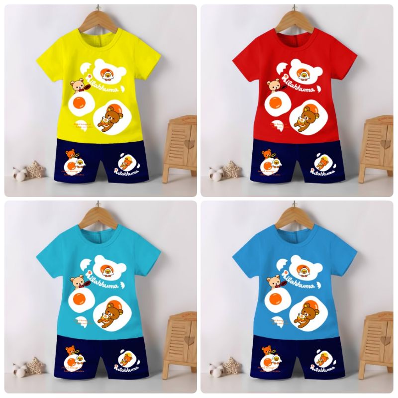 | Bộ Quần Áo Cho Bé Gái Và Gấu RILAKKUMA | Áo Thun In Hình Hoạt Hình Cho Bé Gái 1-7 Tuổi