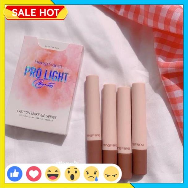 🎁SON NỘI ĐỊA🎁 Set trang điểm mắt môi Pro Light Heng Fang Beauty 4 món (1 set gồm Mascara + Kẻ mắt + 2 Son lì) | BigBuy360 - bigbuy360.vn