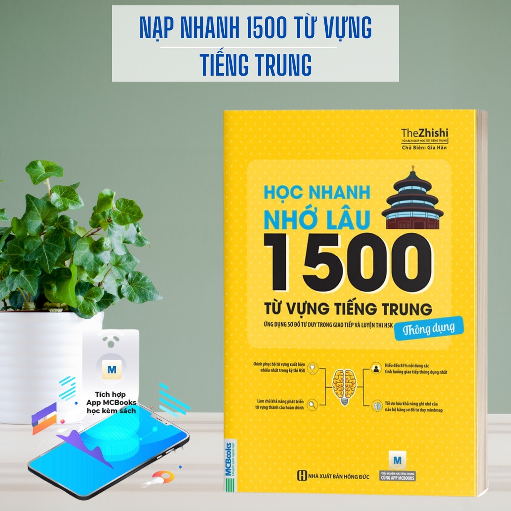 Sách - Học Nhanh Nhớ Lâu 1500 Từ Vựng Tiếng Trung Thông Dụng - Bizbooks Tặng kèm Sổ Tay và Bookmark