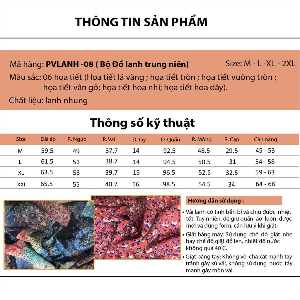 Bộ lanh nhung mặc nhà PALVIN, đồ bộ lanh đẹp, áo cộc quần dài cho bà cho mẹ - PVLANH08