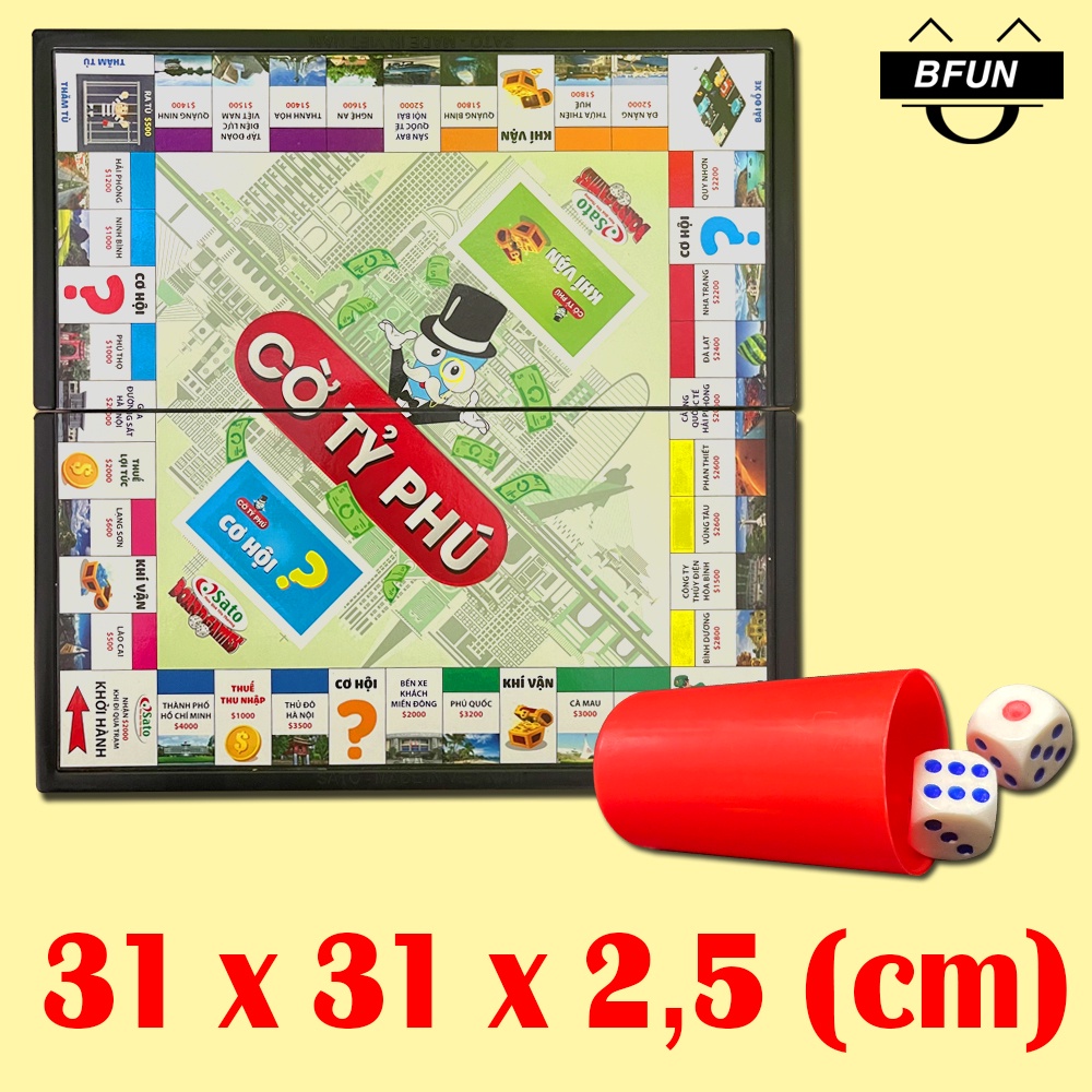 Cờ Tỷ Phú Monopoly Việt Nam SATO ( SIZE LỚN / SIZE VỪA) - Bộ Cờ Tỷ Phú Bàn Nhựa Cao Cấp, Boardgame Đồ Chơi Trẻ Em BFUN