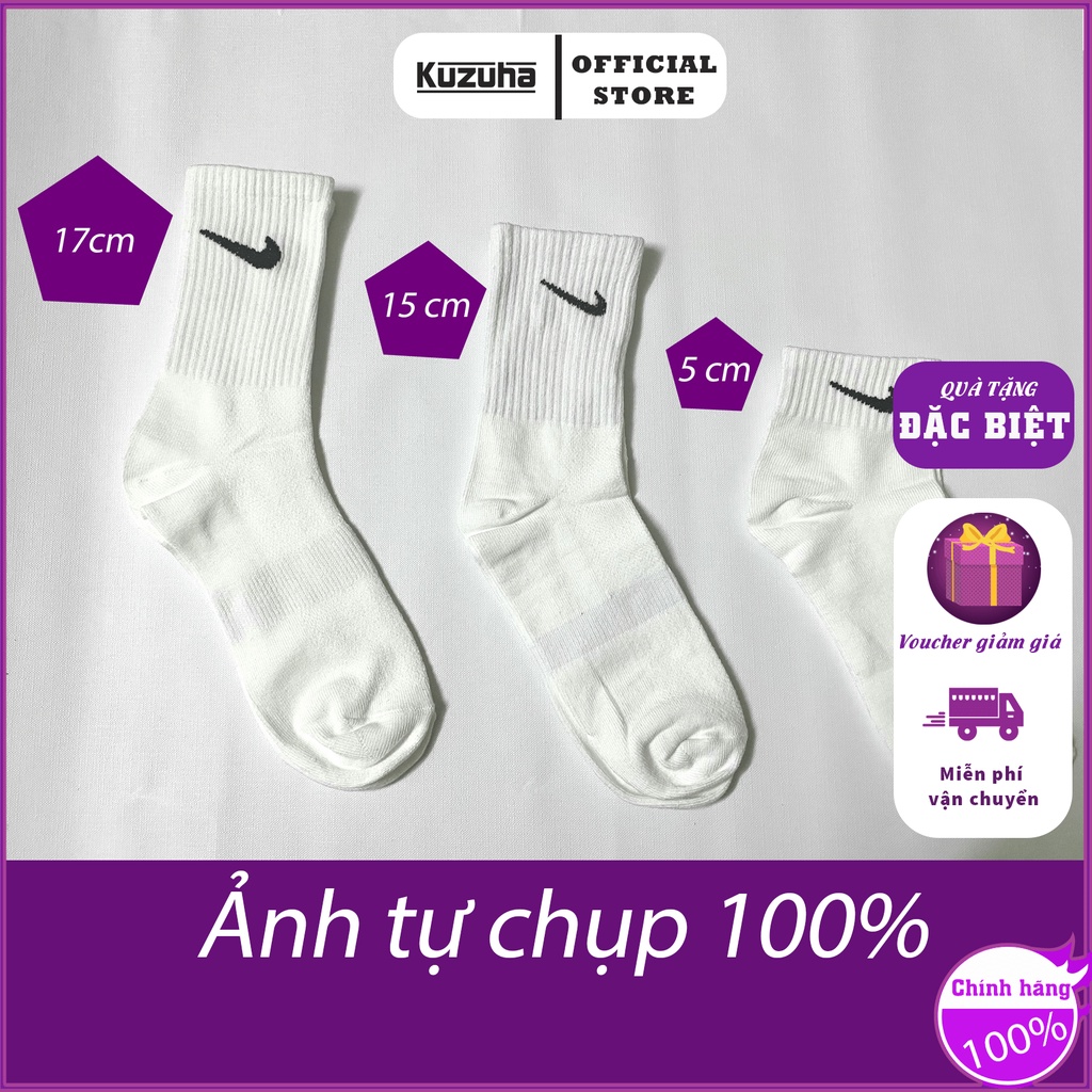Tất nike cao cổ nam nữ, Tất/Vớ nike cổ cao cổ ngắn cổ trung dài thể thao màu trắng đen chính hãng cao cấp - KUZUHA