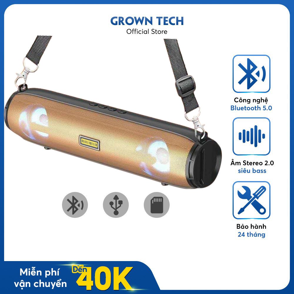 Loa nghe nhạc bluetooth bass khủng hát karaoke cao cấp GrownTech KM203 chịu nước tốt có đền led kết nối 2 thiết bị at170
