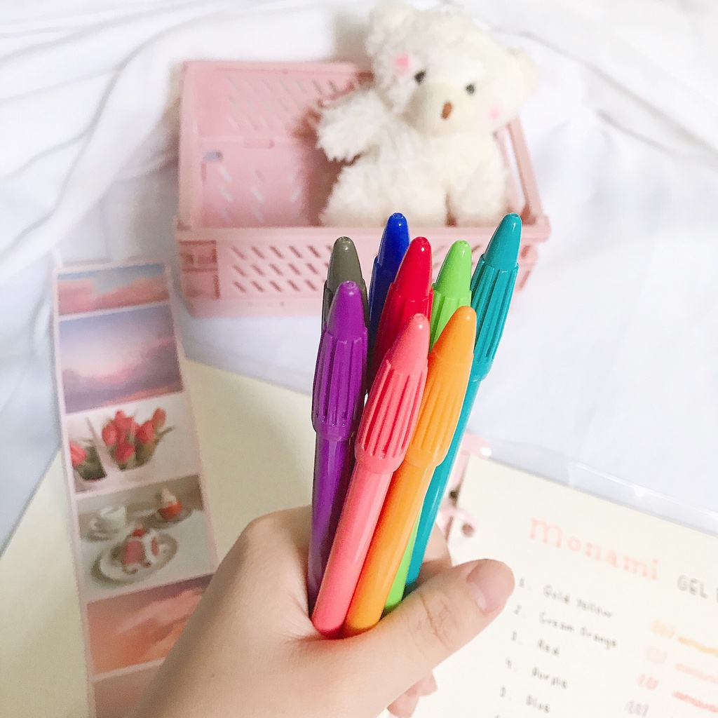 BÚT GEL MONAMI NHIỀU MÀU SẮC TRANG TRÍ SỔ TAY BULLET JOURNAL TAKE NOTE PLANNER VIẾT CALLIGRAPHY